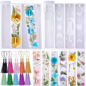Resin Bookmark Mold Set Kit with Tassels